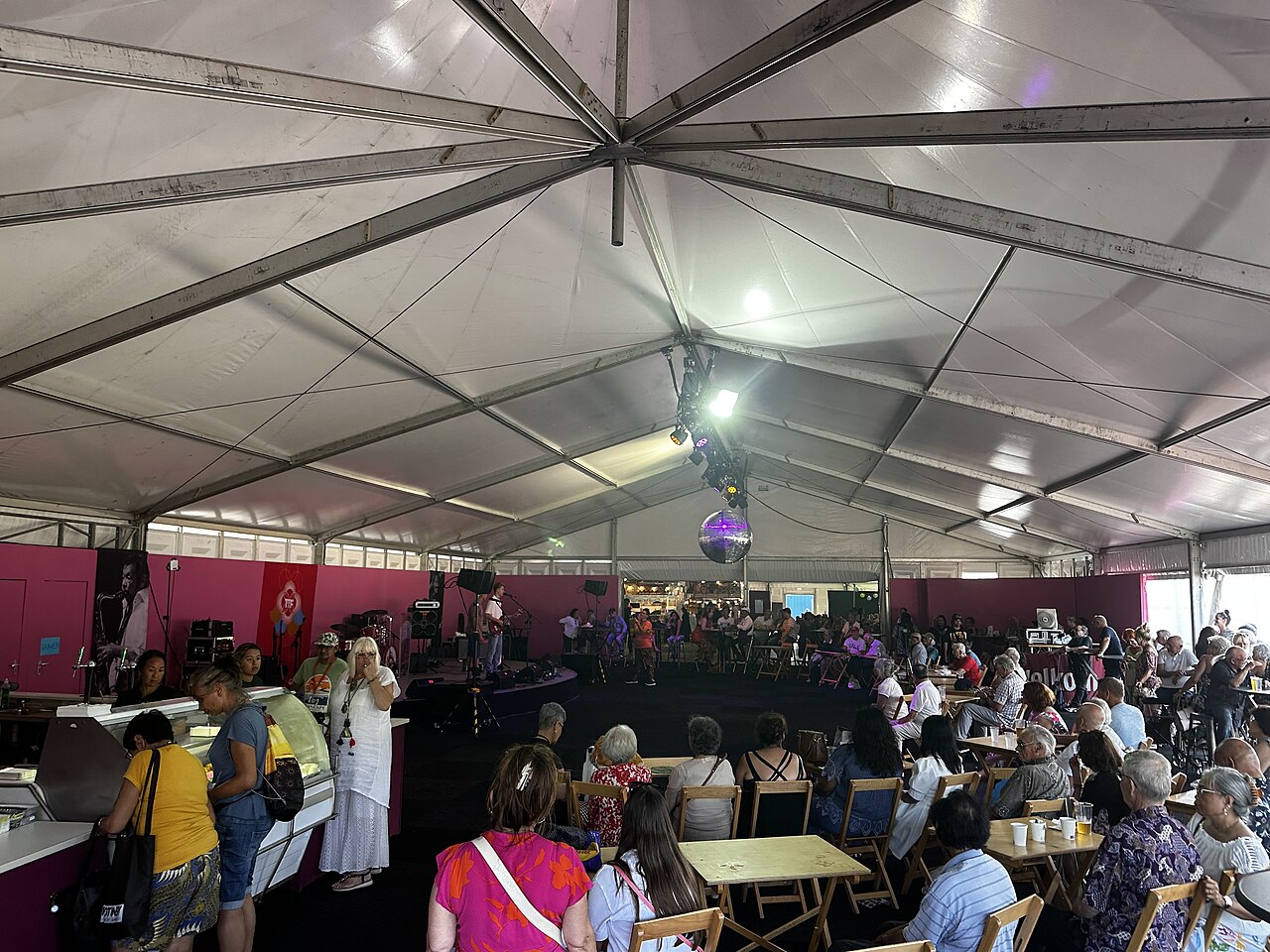 A crowd inside the music tent at the Tong Tong Fair in 2023.