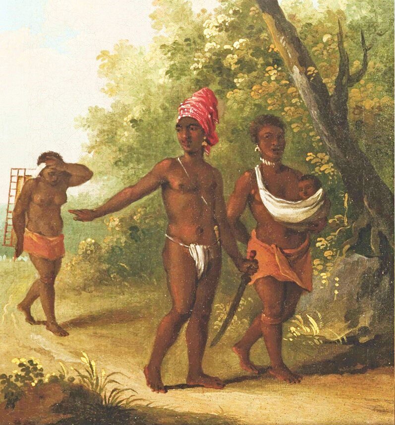 An eighteenth-century painting of a Black Carib family on St Vincent.